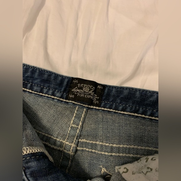 Express Rerock Denim Flare Jeans, Distressed, Sz 12R - Picture 3 of 7